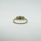 Vintage 18ct Gold 1.10ct Diamond & Sapphire Trilogy Ring 750 Size P