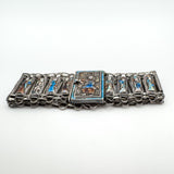RARE Vintage Antique Silver Chinese People Enamelled Bracelet - 8x Immortals 16g