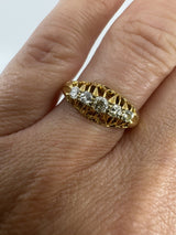 Antique 18ct Gold 0.32ct Diamond Boat Ring 750 Size N (Birm 1914)