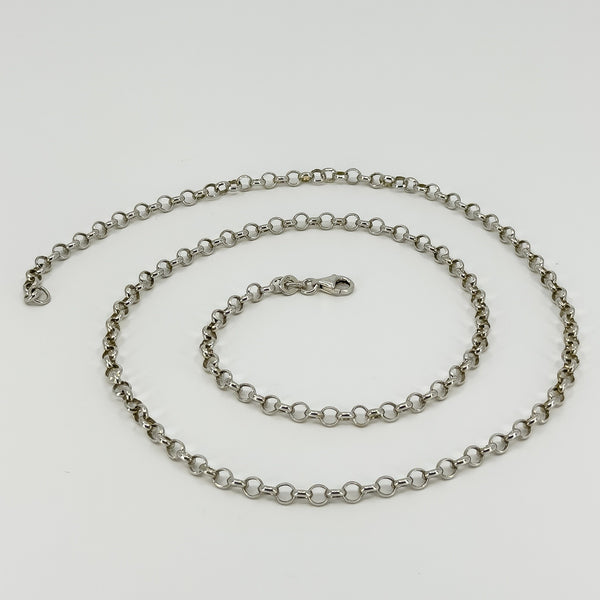 Vintage Sterling Silver 23” Rolo Links Chain / Necklace 925