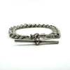 Chunky Sterling Silver Vintage Curb Links Bracelet Dog Clip & T-Bar Charm 925
