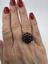 Large Vintage 9ct Gold Garnet Cocktail Cluster Ring Size L