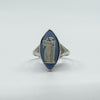 Vintage Sterling Silver Wedgewood Blue Jasper Ware Cameo Ring 925 Size K - L