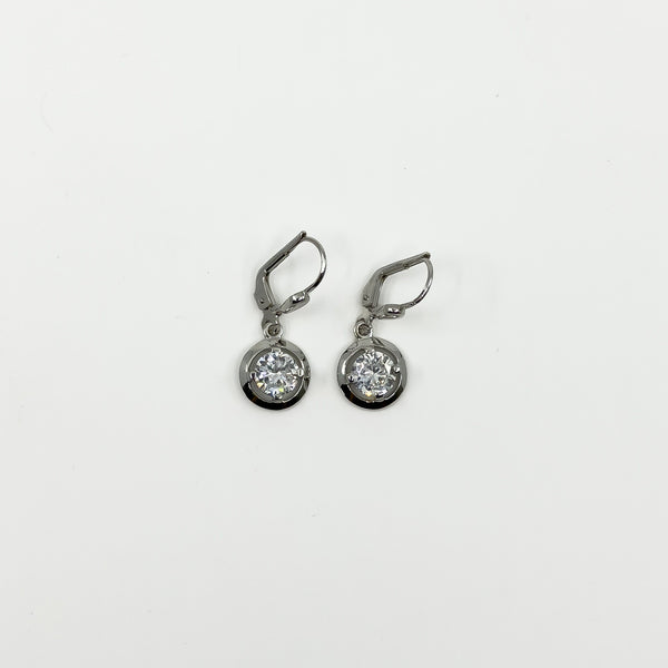 9ct White Gold 2ct CZ Leverback Drop Earrings 375