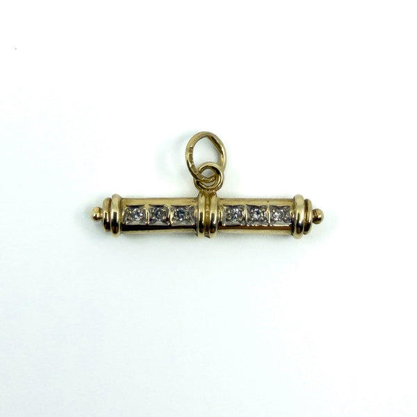 Vintage 9ct Gold Diamond T-Bar Pendant / Charm 375