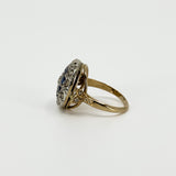 Antique Edwardian 14ct Gold Rose Cut Diamond & Sapphire Bombe Ring 585 Size O P