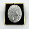 XL Vintage Sterling Silver Foliate Engraved Oval Photo Locket / Pendant 925
