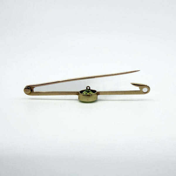 Antique / Art Deco 15ct Gold 1.50ct Peridot Bar Brooch / Pendant 585