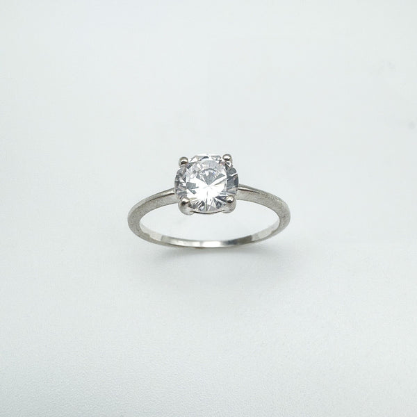 1ct CZ Solitaire Engagement Ring Sterling Silver Size M