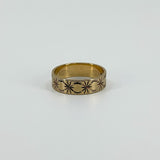 Vintage 9ct Gold Celestial Starry Engraved Full Band Ring 375 Size O (1977)