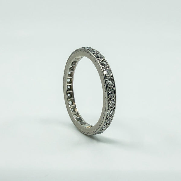 Antique Platinum Old Cut Diamond Full Eternity Band / Ring Size L - M