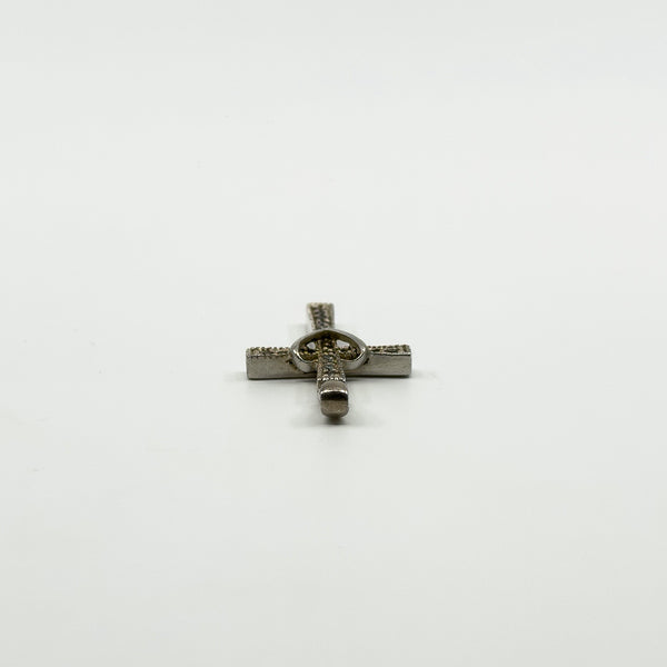Sterling Silver CZ Christian Cross & Heart Pendant / Charm 925