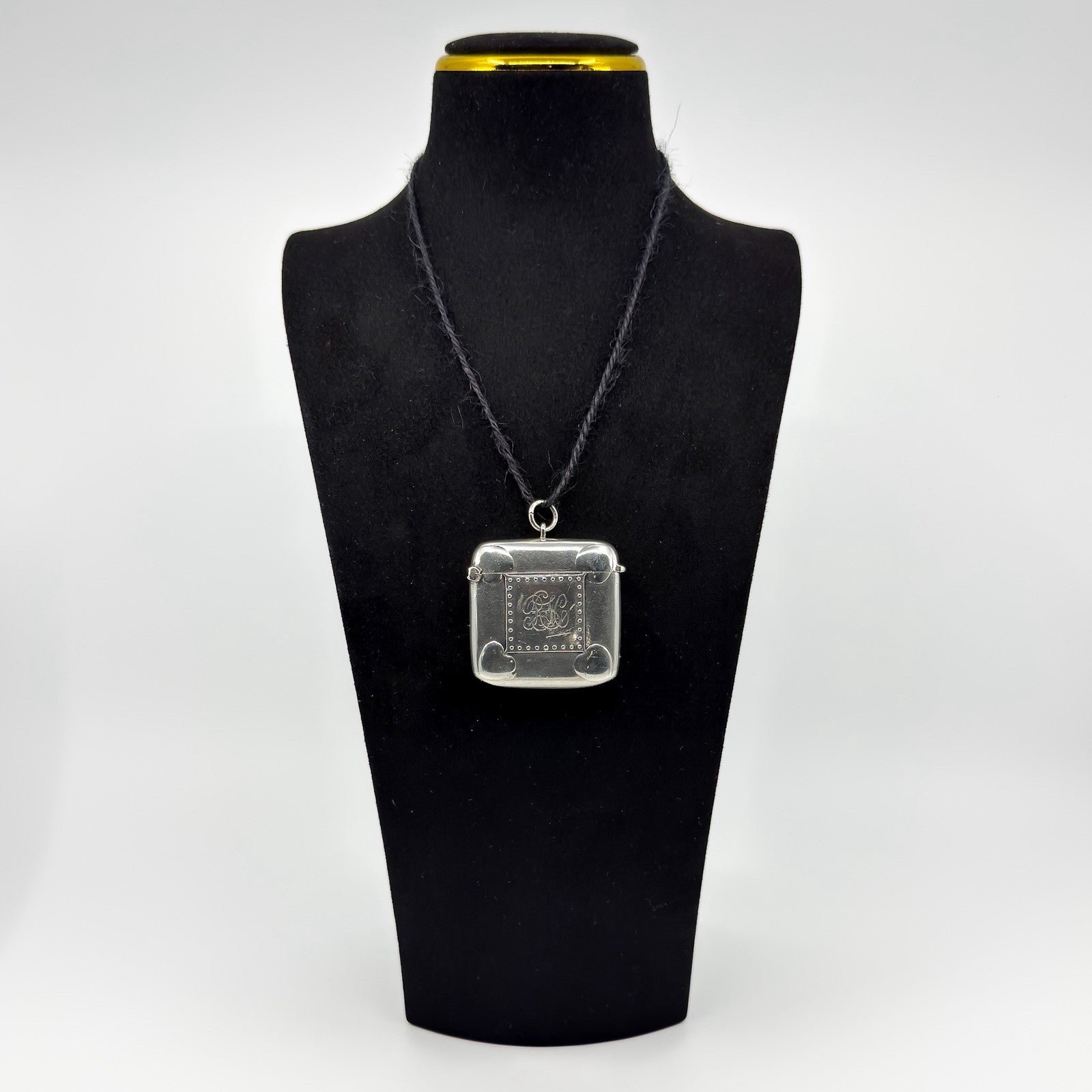 Large Antique 1904 Sterling Silver Reversible Vesta Case Engraved Locket 925