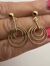 Vintage 9ct Gold Circles Drop Earrings 375