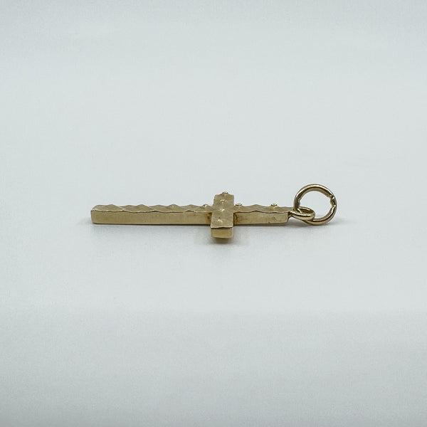 Vintage 9ct Gold Diamond Cut Christian Cross Pendant / Charm 375 Reversible 3d