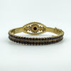 Large Antique Silver Gilt Bohemian Rose Cut Garnet Hinged Bangle / Bracelet 900