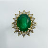 14ct Gold 1.77ct Emerald & Diamond Cluster Ring 585 Size N Engagement Stacking