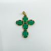 Chunky Vintage 9ct Gold Green Chrysoprase Christian Cross Pendant / Charm 375