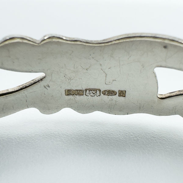 Vintage Sterling Silver Floral Engraved Oval Bangle / Bracelet 925