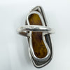 Chunky Modernist Heavy Baltic Amber Ring in Sterling Silver 925 Size L - M