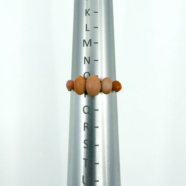 Antique 9ct Gold 5 Stone Natural Coral Ring 375 Size O - P