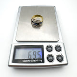 Unusual Vintage 18ct Gold Diamond & Floral Enamelled Buckle Ring Size M Heavy 6g