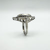 12ct Citrine & Diamond Navette Cocktail Ring in Sterling Silver 925 Size M - N