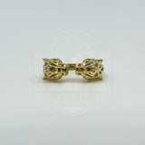 18ct Gold Gem Set Double Panther Head Ring Size O 750