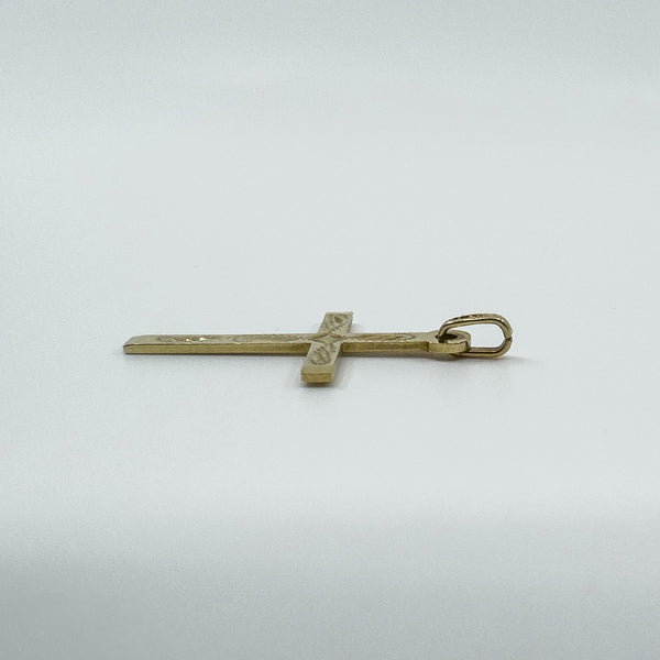 Vintage 9ct Gold Engarved Christian Cross Pendant / Charm 375 Reversible (1994)