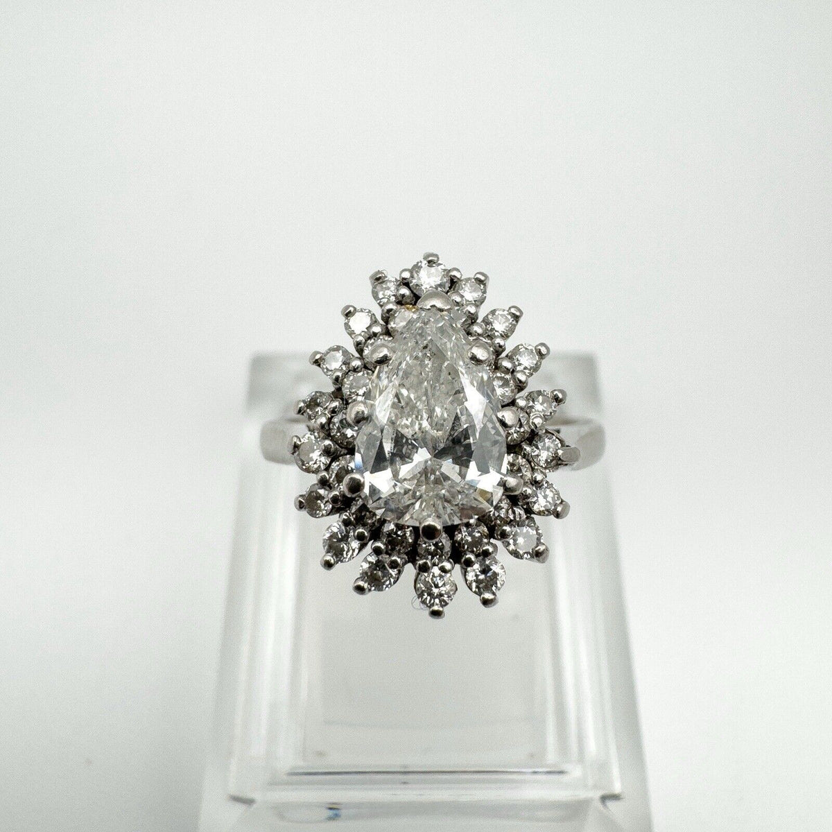 Platinum 1.95ct Diamond Pear Engagement Ring Size K - L