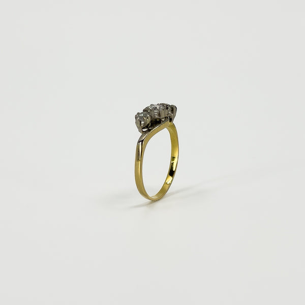 Vintage 18ct Gold & Platinum 0.45ct Diamond Trilogy Ring 750 Size K