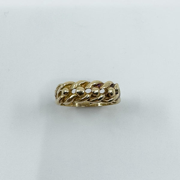 Vintage 9ct Gold Single Row Keeper Ring 375 Size L (London 1979)