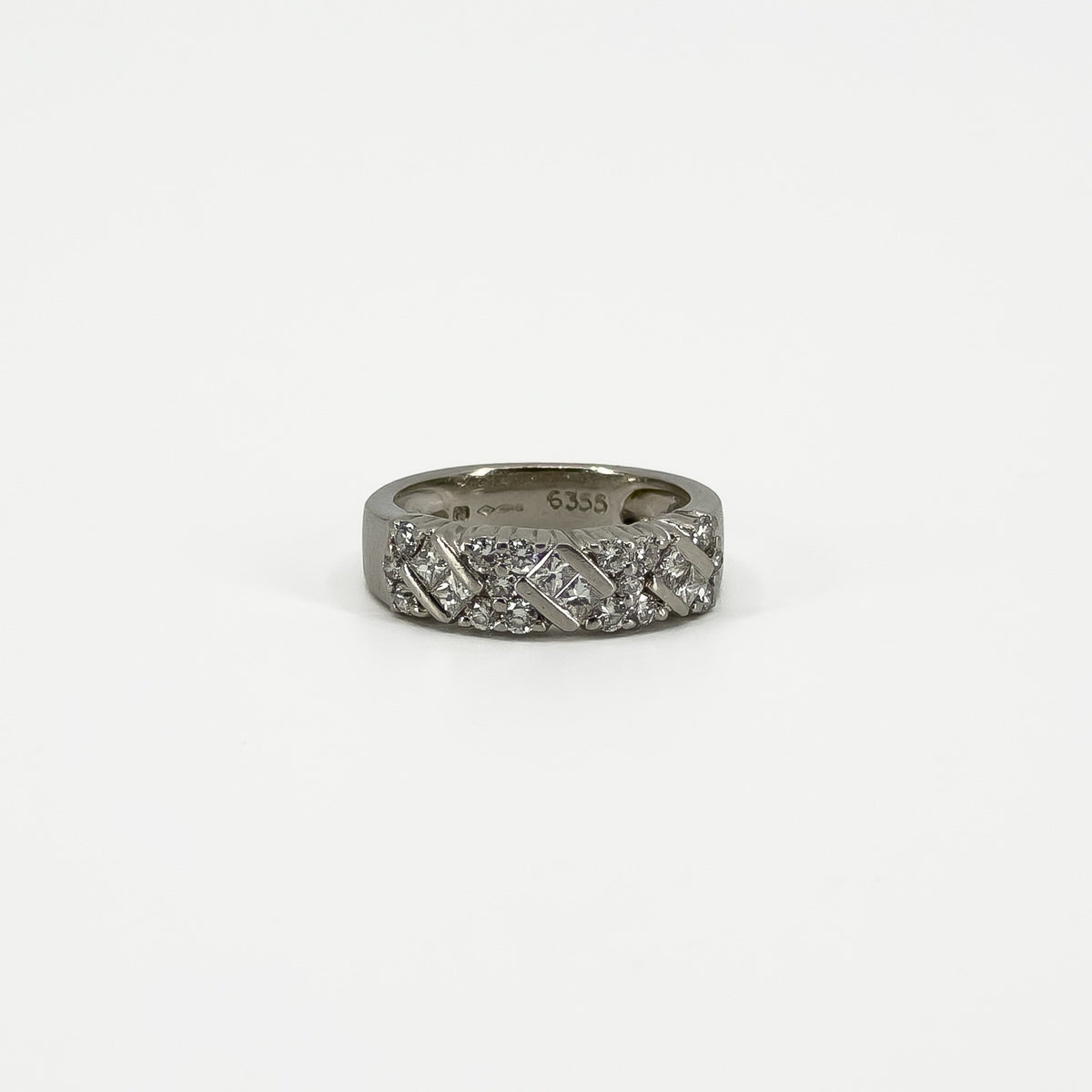 Wide Chunky Platinum Diamond Band / Ring 950 Size L - M