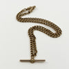 Vintage 9ct Rose Gold 18” Albert Chain Necklace Double Dog Clip & T-Bar 375