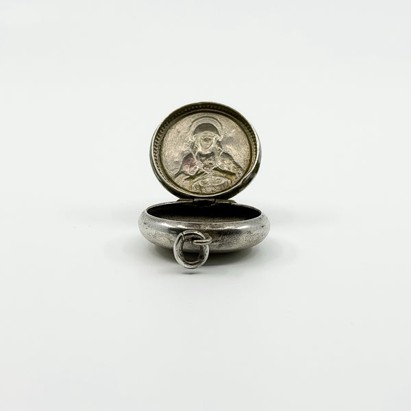Unusual Vintage Sterling Silver Virgin Mary Christian Photo Locket / Pendant 925