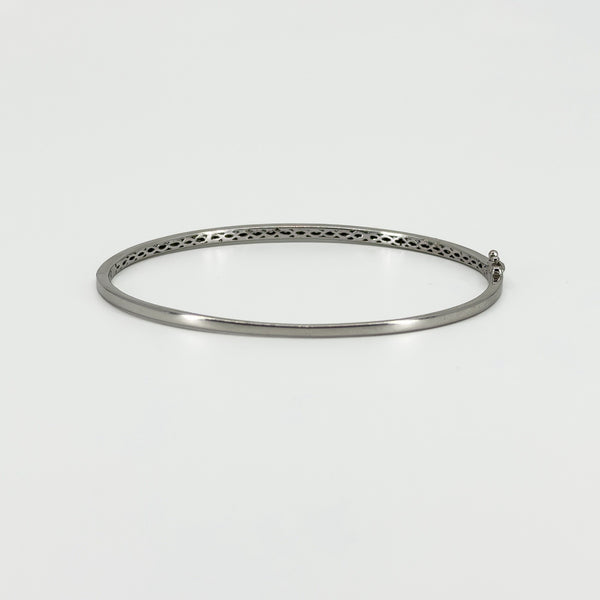 9ct White Gold Diamond Hinged Bangle / Bracelet 375