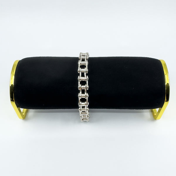 Unusual Sterling Silver Chunky Biker Chain Links 9.3" Bracelet 925 Heavy 71g