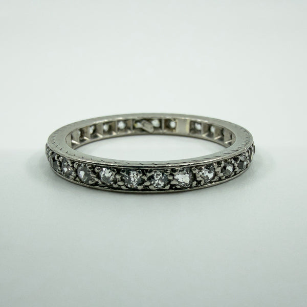 Antique Platinum Old Cut Diamond Full Eternity Band / Ring Size L - M
