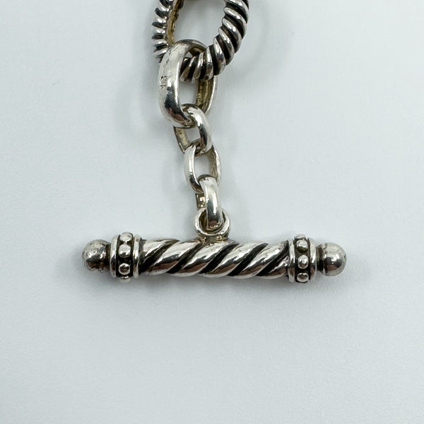 Vintage Sterling Silver Chunky 18.5” Fancy Link Chain & T-Bar Toggle 925 50g