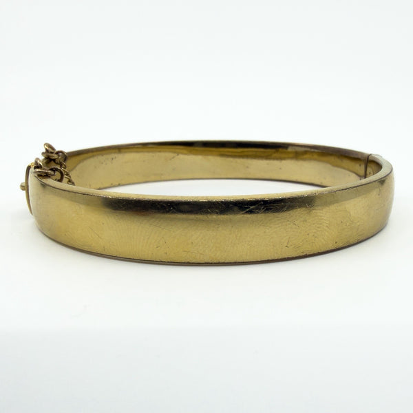 Vintage Rolled Gold Oval Foliate Engraved Hinged Bangle / Bracelet