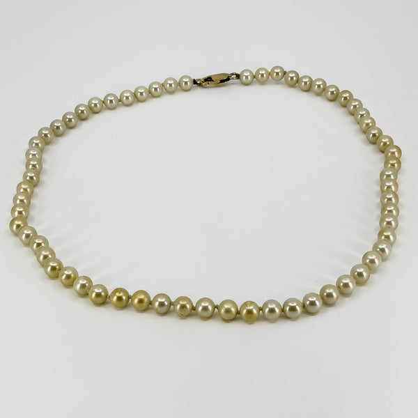 Sterling Silver Cream Freshwater Pearl 17.5" Necklace 925