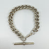 Chunky Sterling Silver Vintage Curb Links Bracelet & Large T-Bar Charm 925 61g