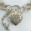 Chunky Sterling Silver Engraved Floral Links Bracelet & Heart Padlock 925 41g 