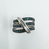 Sterling Silver Blue & White Diamond Eternity Band Ring Size L