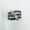 Sterling Silver Blue & White Diamond Eternity Band Ring Size L