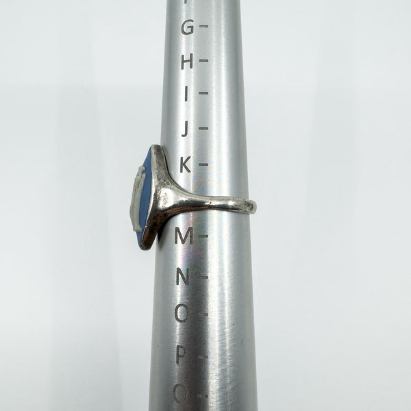 Vintage Sterling Silver Wedgewood Blue Jasper Ware Cameo Ring 925 Size K - L