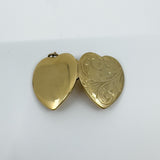 Vintage 9ct Gold Heart Locket Floral / Etched / Scroll Design Engraving 375 5.6g