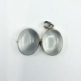 Large Chunky Sterling Silver Oval Double Sided Glass Orb Photo Locket 925
