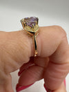Chunky 9ct Gold 4ct Amethyst Trilogy Ring Size N Engagement Stacking 