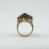 Large Vintage 9ct Gold Garnet Cocktail Cluster Ring Size L